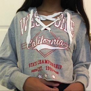 Cropped Lace Up hoodie